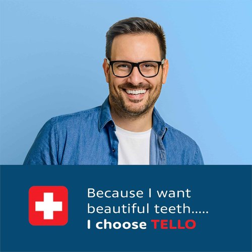 TELLO 3940 Adult Medium Toothbrush for Gentle Cleaning with Ergonomic Handle, Made in Switzerland, Colors Vary, 12-Pack