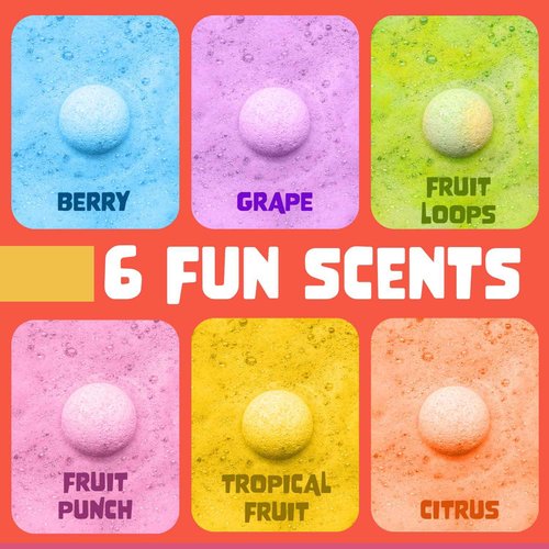 Bath Bombs for Kids with Surprise Superhero and Unicorn Toy Inside, 6 Bubble Bath Bombs Fizzies, Fruity Scents, Relaxing Aromas, Gentle and Kids Safe with Bath Toys