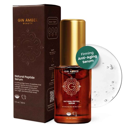 Gin Amber Beauty - Peptide Facial Serum – Firming & Tightening Skin Serum with Vitamin E for a Radiant Look (1 fl oz - 30 ml)