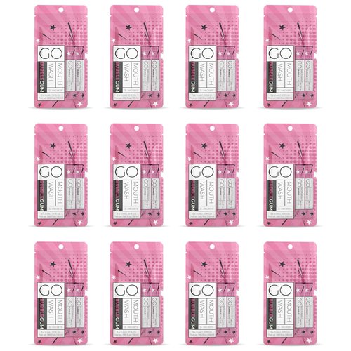 Go Mouthwash Packets Bubblegum Flavor - Adult and Kids Mouthwash with Fluoride Free Formula, Alcohol Free, Dye-Free Formula That Contains Xylitol - Perfect Bulk Mouthwash for Lunch Boxes and Travel