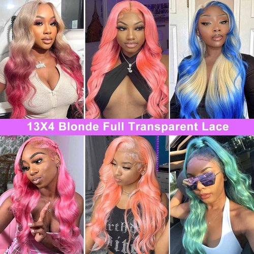 GOMOST Blonde Lace Front Wig - Human Hair, 13x4 Inches, 24 Inches Long, Body Wave, 180% Density, Pre-Plucked, Glueless, 613 Frontal