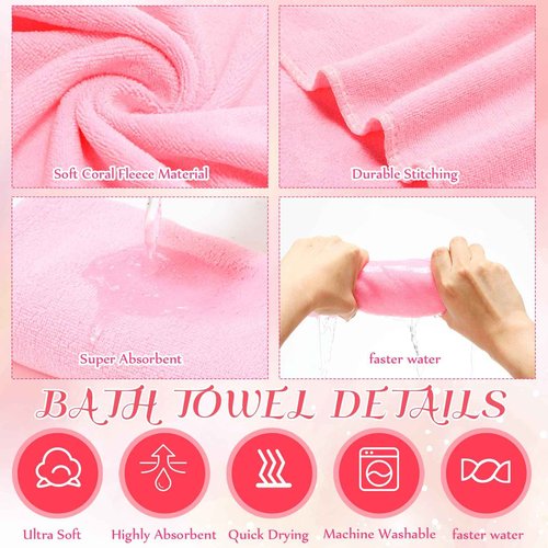 FillTouch 12 Pcs Foot Spa Kit for Girls Kids 12. 5 x 12. 5 x 8. 3 Inch Foot Care Bath and 12 x 28 Inch Hand Towels Washbasin Salon Towels for Spa Sleepover Party Supplies(Light Pink)