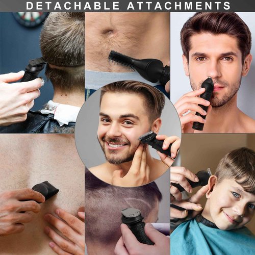 Scttomon Beard Trimmer for Men Professional Mens Beard Grooming Kit T-Blade Trimmer Electric Shaver Razor Nose Body Trimmer Hair Cutting Kit Cordless 7 in 1 Black