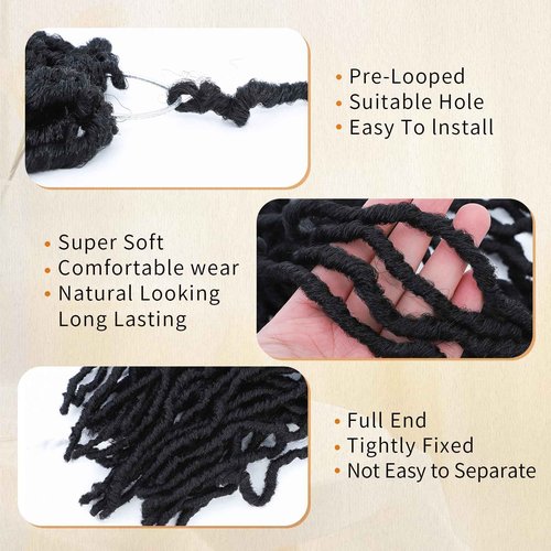 Karida Faux Locs Crochet Hair, Soft Locs 24 Inch, Pre Looped Crochet Hair For Black Women 7 Packs Crochet Locs Long Soft Locs Crochet Hair (1B#, 24 Inch (Pack of 7))