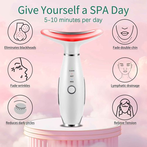 XMXW 7 Color True Beauty Glow Facial Massager, Red-Light-Therapy Wand for Facial Skin Care, Vibrating Massager for Face and Neck, Galvanic Facial Machine, Lymphatic Drainage Massager Face
