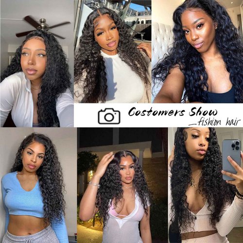 SHWAIR Water wave bundles 12A 100% Unprocessed Deep human hair bundles with Hair Extensions Natur weave Curly human hair natural blcak color for women (Natural Black, Water 20 22 24 inch 100g/bundle)