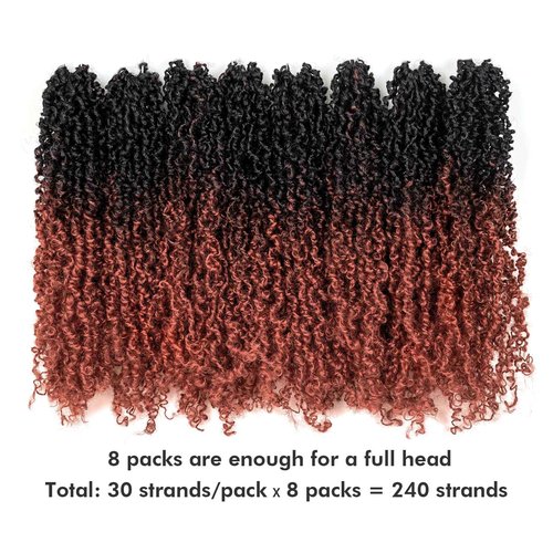 Toyotress Yanky Twist Crochet Hair - 12 Inch 8 Packs (30 Strands/Pcs) Fluffy Spring Mini Twist Short Bob Passion Twist, Ombre Ginger Pre-Looped Crochet Braids Braiding Hair (12 Inch, OT350-8P)
