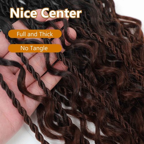 Senegalese Twist Crochet Hair with Curly Ends - 16 Inch Boho Island Twist Crochet Hair 8 Packs Boho Goddess Twist Crochet Hair Pre Looped Crochet Twists with Curly Ends(16(8Packs), 1B/33/30)
