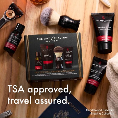 The Art of Shaving Sandalwood 4-in-1 Trial Kit – Pre-Shave Oil, Shaving Cream, Shaving Brush & After-Shave Balm – Protects Against Irritation and Razor Burn – Hydrates and Nourishes Dry Skin
