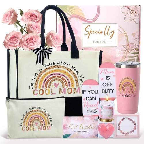 IANFEPH Best Mom Ever Gifts Mothers Day Gifts from Daughter Son Birthday Gift Basket for Mother Women Mother-in-Law, New Mom Gift for Wife from Husband with Canvas Tote Bag Tumbler Socks