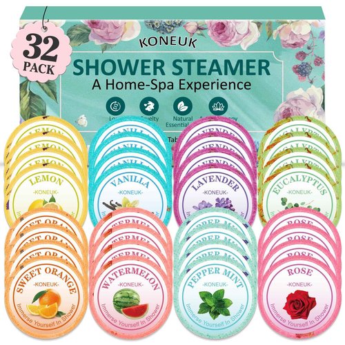 32 Pack Shower Steamers Aromatherapy Gifts for Women and Men, Bulk Shower Bombs with Essential Oils, Self Care, Spa Gifts, Birthday Gifts, Stocking Stuffers and Christmas Gifts