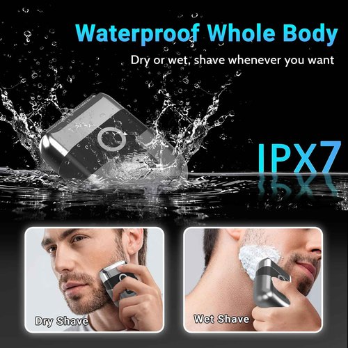 LYRSLF Electric Foil Shavers for Men: Mini Electric Razor, Foil Shaver for Face, IPX7 Waterproof Wet Dry Cordless Razor with 3 Floating Blades, LED Display, USB-C Fast Rechargeable for Travel & Home
