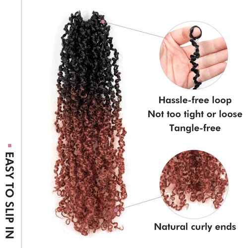 Toyotress Yanky Twist Crochet Hair - 12 Inch 8 Packs (30 Strands/Pcs) Fluffy Spring Mini Twist Short Bob Passion Twist, Ombre Ginger Pre-Looped Crochet Braids Braiding Hair (12 Inch, OT350-8P)