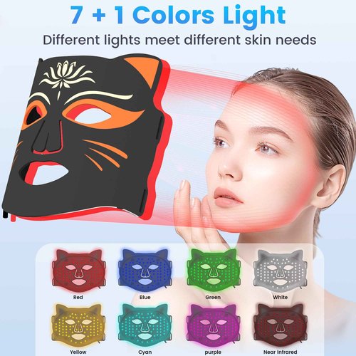 Possday Red Light Therapy for Face with Ice Compress, 7 Colours + Infrared Red Light Therapy Mask for Wrinkles, Acne, Skin Rejuvenation, Rechargeable Led Face Mask Light Therapy at Home and Travel