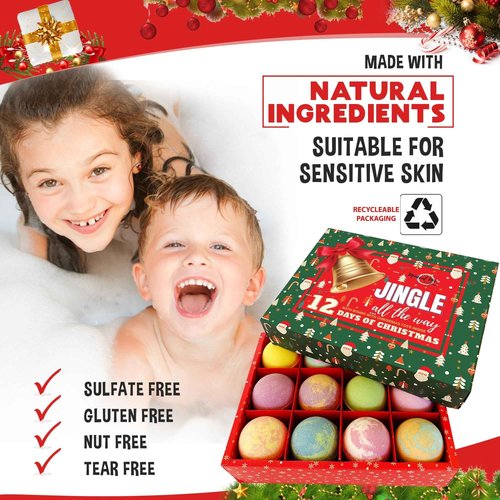 Christmas Bath Bombs for Kids with Surprise Toys Inside, 12 Pack Organic Bath Bombs Gift Set, Unicorn Bath Bombs for Girls with Jewelry Inside, Organic Bath Bombs for Kids Girls with Surprise Inside
