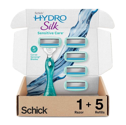 Schick Hydro Sensitive Razor for Men — Razor for Men Sensitive Skin with 17 Razor Blades & Schick Hydro Silk Sensitive Skin Razor for Women With 5 Moisturizing Razor Blade Refills