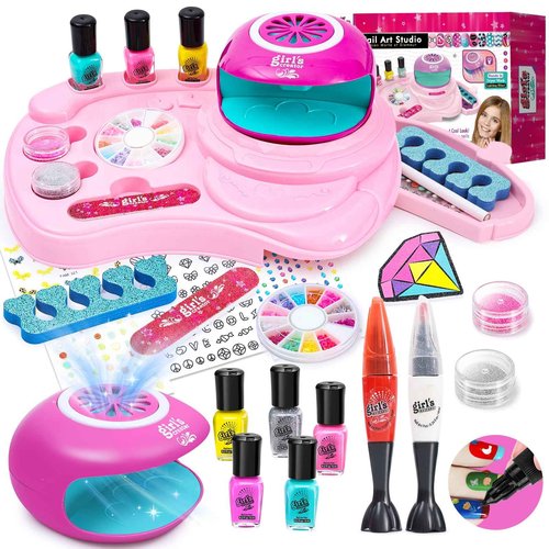 Combaybe Kids Nail Polish Set for Girls - Girl Toys 8-10 - Nail Art Kit for Kids Ages 7-12, Non toxic Nail Polish Kids Nail Kit Girl Stuff for Spa Manicures, Idea Birthday Gift for Girls 8 9 10 12