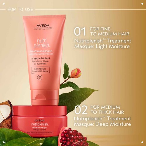 Aveda Nutriplenish Treatment Masque Light Moisture | Conditioning Masque for Fine to Medium Dry Hair | Organic Pomegranate Oil, Coconut Oil, Mango Butter | 98% Naturally Derived*, 5 Fl Oz