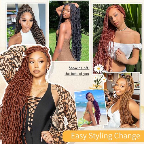 Karida Faux Locs Crochet Hair, Soft Locs 24 Inch, Pre Looped Crochet Hair For Black Women 7 Packs Crochet Locs Long Soft Locs Crochet Hair (1B#, 24 Inch (Pack of 7))
