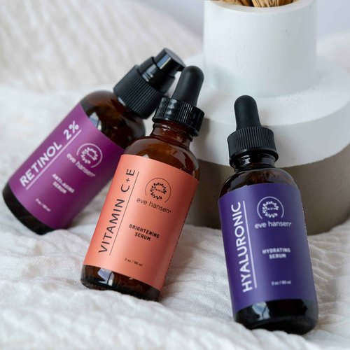 Eve Hansen Full-Size Anti-Aging Serum Set with Hyaluronic Acid, Vitamin C, and Retinol Serums for Improved Appearance of Wrinkles and Fine Lines, Dark Spots, and Skin Firmness 3 x 2 oz