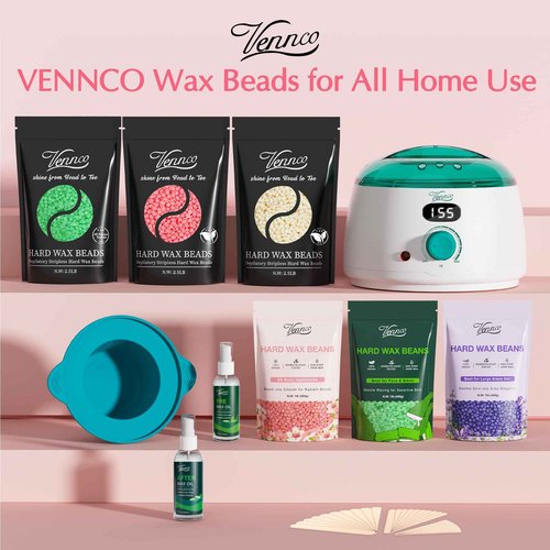 Vennco 2.5lb Pink Rose Hard Wax Beads for Hair Removal - Gentle Hard Wax for Face, Bikini, and Brazilian Areas - Wax Refill for Full Body Professional Home Waxing