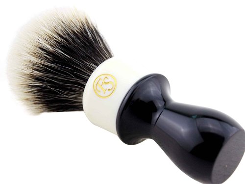 Generic Finest Badger Hair Shaving Brush Handmade 2 Band Knot Extra Long Mixed Color Handle 26MM Knot, Black White