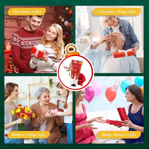 Heigble 48 Christmas Hand Cream Gift Set Christmas Stocking Stuffers Hand Cream Travel Size Care Cream Bulk Mini Hand Lotion for Dry Cracked Hands Employees Colleagues Teacher Gifts
