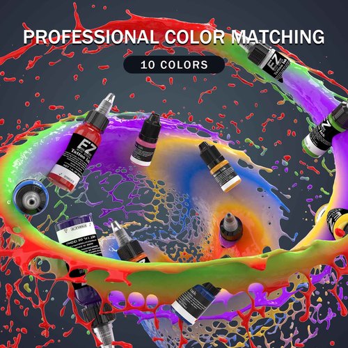 EZ Tattoo Kit - Tattoo Gun Kit Complete with Rotary Tattoo Machine Pen, 1500mAh Battery Power Supply, 20Pcs Tattoo Needles and 10 Color Inks for Tattoo Beginners and Artists (Caster S Golden)