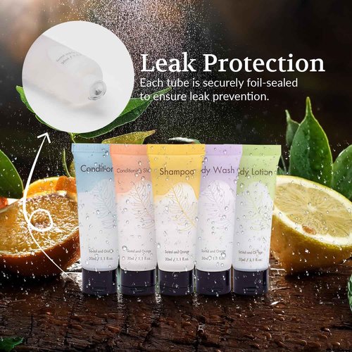 NISGUR Leak-Proof Travel Size Body Lotion 1.1 Fl.oz/ 30 ml Each 200PCS Bulk Pack of Hotel Lotion Santal and Orange Scent Amenities and Toiletries for Hospitality