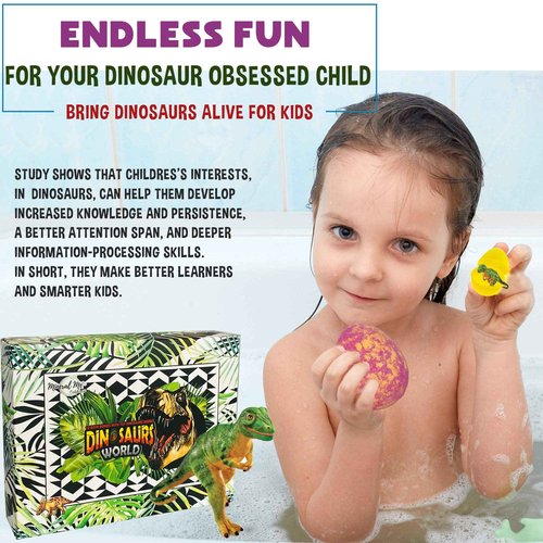 Bath Bombs for Kids with Surprise Inside - 12 Dinosaur Bath Bombs with Toys, Organic Colorful Bubble Bath Fizzies, Dino Egg Bath Bomb w/Rich Bubbles, Stocking Stuffers Christmas Gifts for Kids, Boys