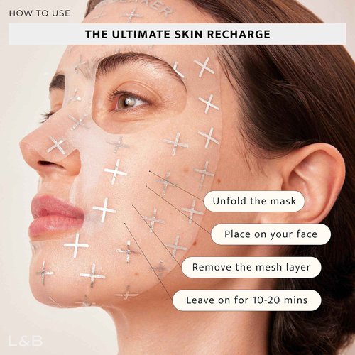 LEMON & BEAKER Brightening Face Masks Pack of 5 - Vegan Korean Face Mask & Microcurrent Gel Sheet Skin Care - Manuka Essential Oil, Hyaluronic Acid & More Potent Botanical Skin Brightening Gel Complex