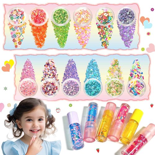 BRIPATI DIY Lip Gloss Making Kit - All-in-One to Make Your Own Lip Care Gloss Set with Clear Base, Pigments, Glitter, Tubes, Fun Creative Gift for Women Girls Makeup Lovers in Christmas Birthdays