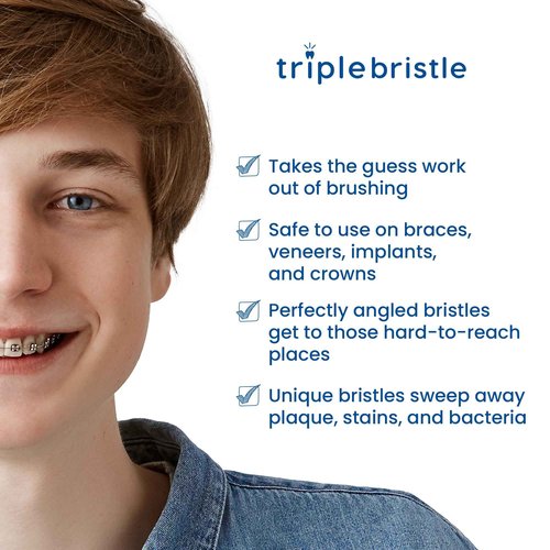 Triple Bristle GO | Portable AA Battery Sonic Toothbrush for Travel | Three Powerful Modes | Soft Nylon Bristles-Also for Autistic & Special Needs Adults and Kids | Triple Bristle GO Two Pack