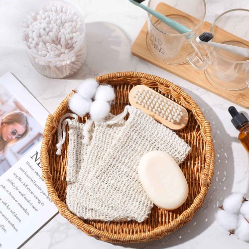 Rtteri 200 Pcs Soap Exfoliating Bag, Natural Sisal Soap Pouch Saver Body Shower Bar Mesh Body Net with Drawstring for Foaming and Drying