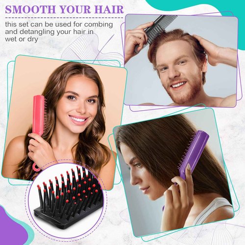 SiliFine 72 Pcs Bulk Hair Brushes Combs Set for Homeless Individually Wrapped Hairbrushes Bulk Curly Thick Long Smoothing Detangling Hairbrushes for Women Hotel Homeless Nursing Charity (Multicolor)