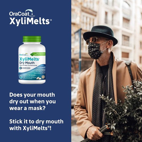 Oracoat XyliMelts for Dry Mouth Night Time or Day - Moisturizing Dry Mouth Adhering Discs, Sugar Free with Xylitol, 230 Count, Mint Flavor, 8-Hour Relief