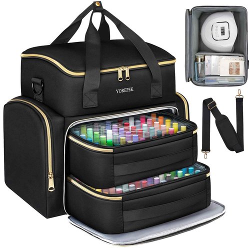 YOREPEK Extra Large Nail Polish Organizer Case Holds 96 to 100+ Bottles (15ml/0.5 fl.oz) UV lamp, Gel Polish Travel Case Bag with 2 Removable Pouches Fits Nail Suppiles, Gift for Manicurist, Girls