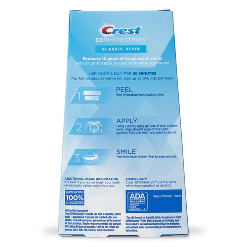 Crest 3D Whitestrips, Classic Vivid, Teeth Whitening Strip Kit, 20 Strips (10 Count Pack) (Pack of 2)