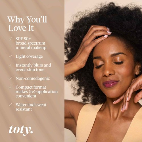 Toty by Sofia Vergara - Ilumina CC Creamy Compact SPF 50+ Mineral Broad Spectrum Sunscreen for Face - Tinted Blurring Balm SPF- Matte, Light Coverage - Water & Sweat Resistant - All Skin Types - 3N