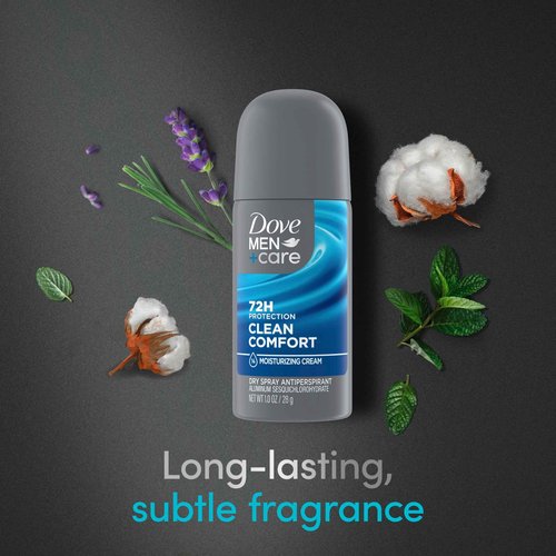 Dove Men+Care Antiperspirant Deodorant Dry Spray Clean Comfort 24 count For Men 72-hour Sweat and Odor Protection with Triple Defense Technology 1 oz