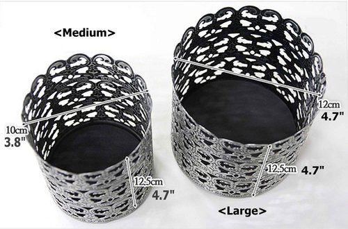 SEHAMANO Home Heart Patterned Vintage Hairbrush Holder Antique Make up Brush Holder Makeup Vanity Organizer (Brass, Large)