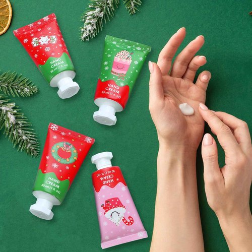 Loopeer 36 Pcs Christmas Hand Cream Gifts Bulk Christmas Mini Hand Lotion Xmas Stocking Stuffers Gifts Travel Size Mini Creams Moisturizer Cream Xmas Party Favors for Dry Skin Women Men Mom Employee