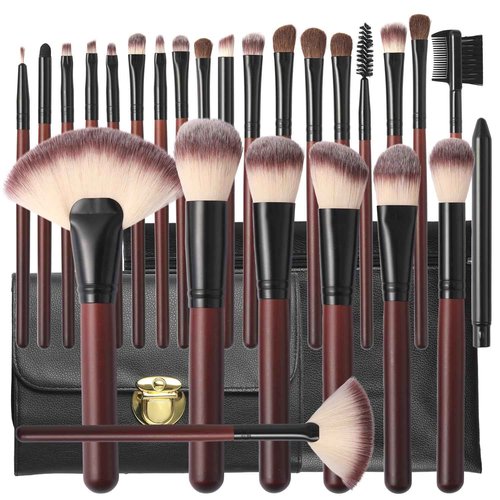 Yasingsi Makeup Brush Set Professional 26-Piece Makeup Brushes Set Premium Synthetic Foundation Powder Concealer Blush Eyeshadow Contour Makeup Brush Set with 2 Brush Bags