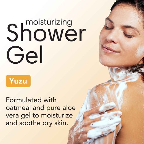 ShiKai Daily Moisturizing Shower Gel (Yuzu, 1 Gallon) | Gentle Soap-Free Formula | with Aloe Vera & Finely Ground Oatmeal for Soft, Healthy Skin | Dry Skin Relief