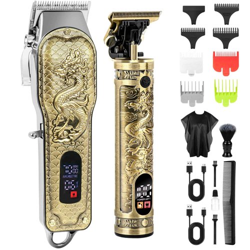 Electric Hair Clippers for Men, Professional Cordless Barber Clippers for Hair Cutting & Grooming, Hair Trimmer Barber Clippers Set with LCD Display & Guide Combs for Family Grooming