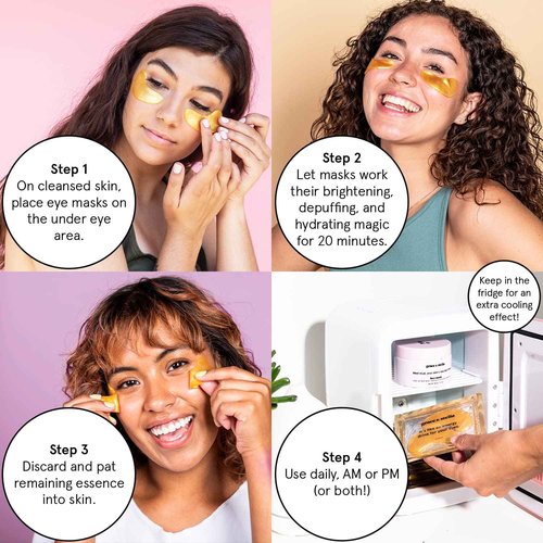 grace & stella Award Winning Under Eye Mask - Travel Essentials - Birthday Gifts for Women - Gel Eye Patches for Dark Circles, Puffy Eyes, Wrinkles, Undereye Bags - Vegan - Self Care (24 Pairs, Gold)