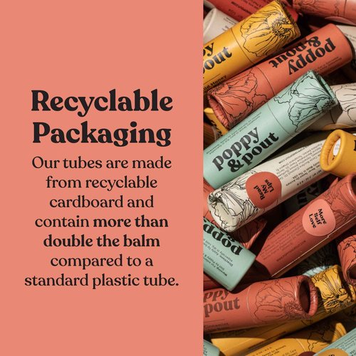 Jumbo Lip Balm Gift Set (3-Pack, Top Flavors) | Poppy & Pout All Natural Lip Balms & Moisturizers | Hydrates with Beeswax, Vitamin E, Organic Coconut Oil | Cruelty-Free | Recyclable Cardboard Tube