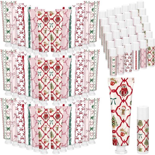 Dansib 36 Sets Christmas Hand Cream and Lip Balm Bulk Gift Set, 6 Scents Coquette Bowknot Christmas Stocking Stuffer Travel Size Hand Lotion Lip Care Holiday Party Favor Gift for Women Staff Coworker