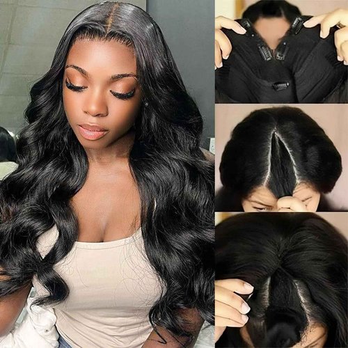 MOOTAFUL V Part Wig Human Hair Body Wave for Black Women Upgrade U Part Human Hair Wig 100% Beginner Friendly 200% Density Natural Color (16 inch)