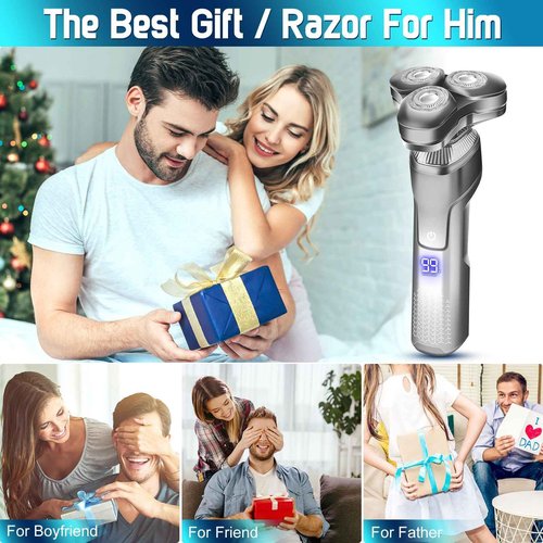 Electric Razor for Men,Upgrade Men’s Electric Shavers Rotary LED Display/Waterproof/Rechargeable, Shaver for Men Cordless Floating Head